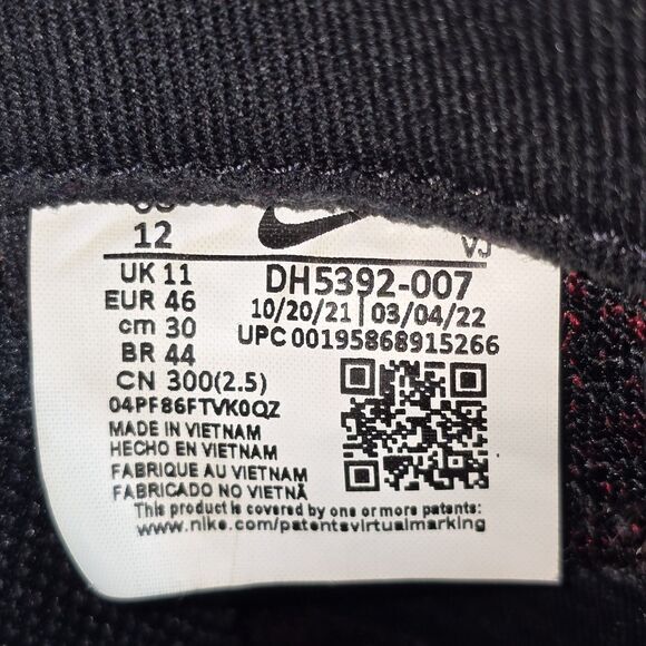 Nike React Infinity Run Flyknit 3 Men's Size 12 Black Red Shoes (DH5392-007) - Picture 9 of 9